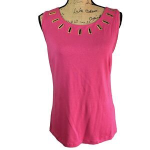 22 Maggio by Maria Grazia Severi Women's Fuchsia Gold Grommets Tank Top Size 8